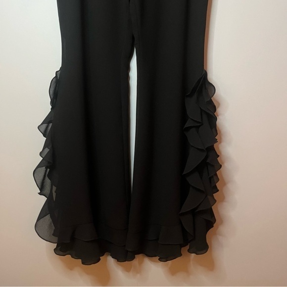 JS Collections Spanish Ruffle Split Hem Lightweight Flare Trousers Size 6 NWT - Picture 4 of 16